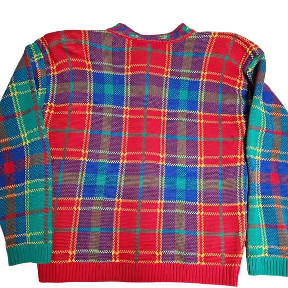 Picone Sport Plaid Button Down Sweater 100% Cotton Women's Petite SP Outerwear - Picture 2 of 7